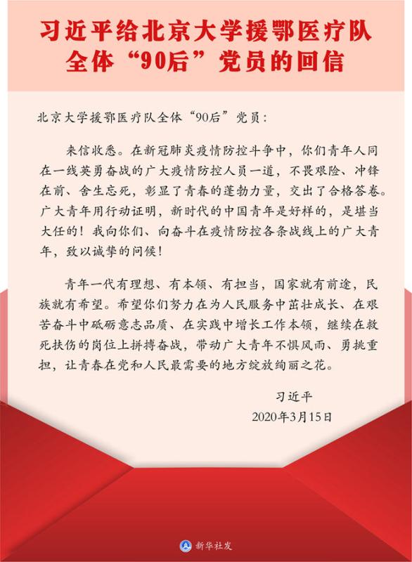 习近平给北京大学援鄂医疗队全体“90后”党员回信.jpg 习近平给北京大学援鄂医疗队全体“90后”党员回信.jpg
